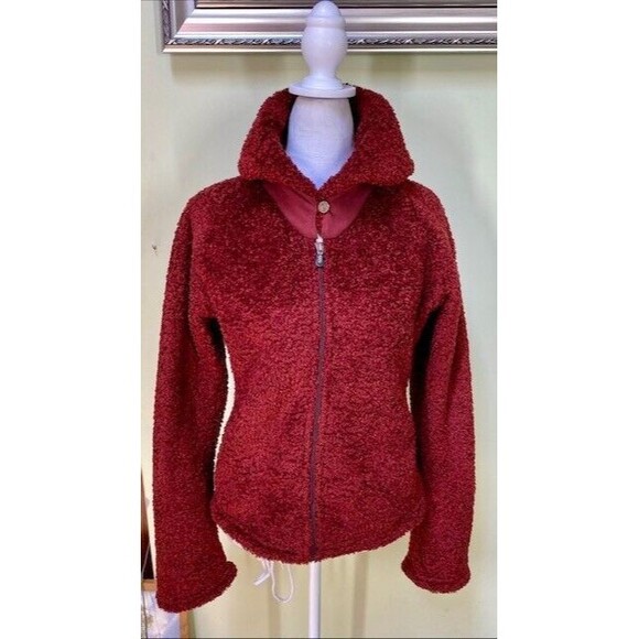 Patagonia Curly-Q Fuzzy Fleece Synchilla Maroon Full Zip Teddy Jacket Size M - Picture 1 of 9